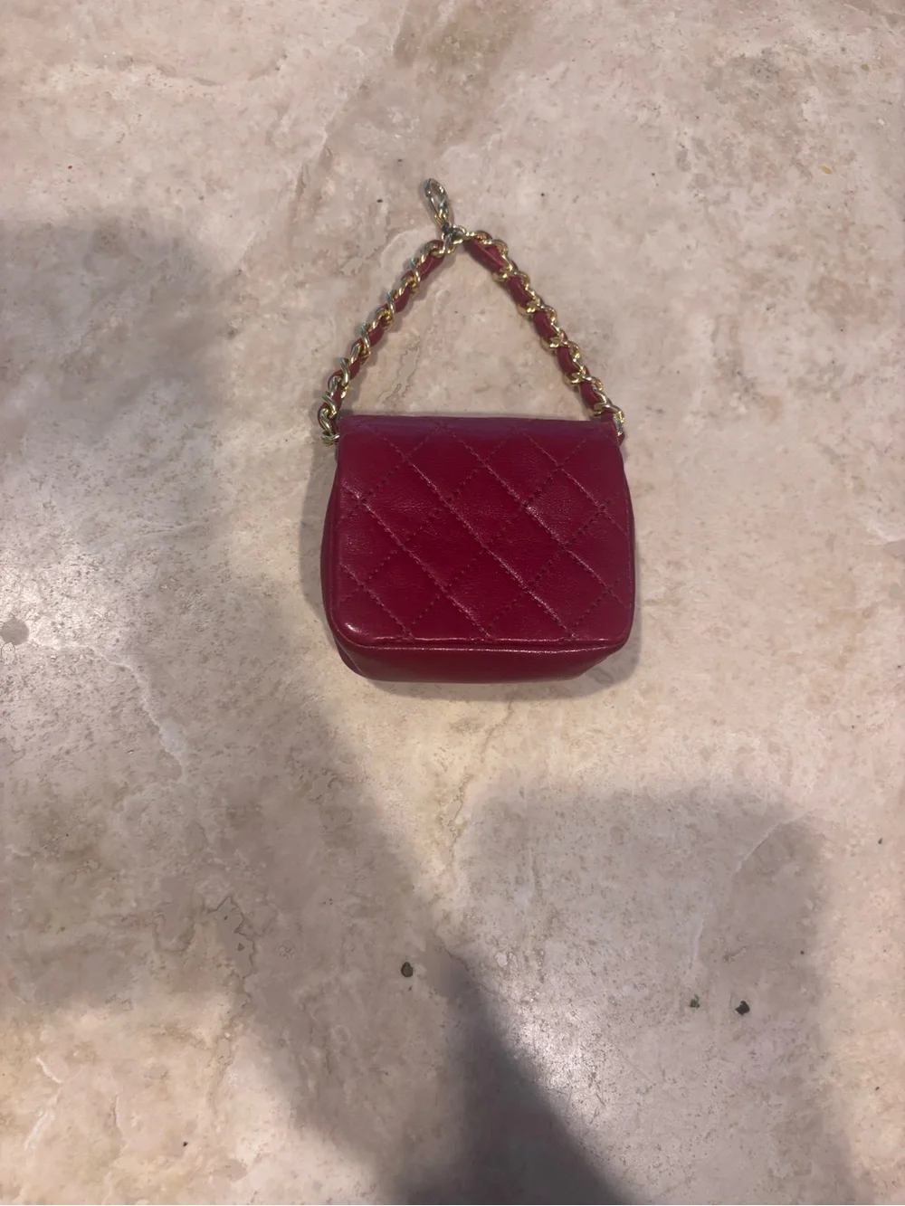CHANEL MICRO Quilted Lambskin Flap Bag in Crimson Red